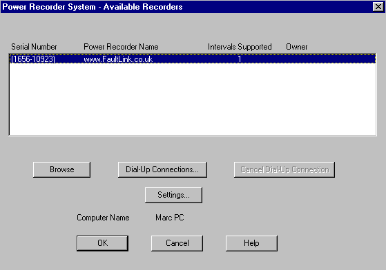 listing of available recorders